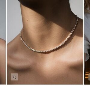 Mod & Jo Elegant bezel Gold white sapphire tennis necklace